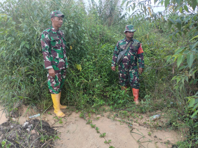 Babinsa Sertu Roy P., Sertu Handoko dan Sertu AT. Silaban Berpatroli Karhutla di Desa Petani, Batsol