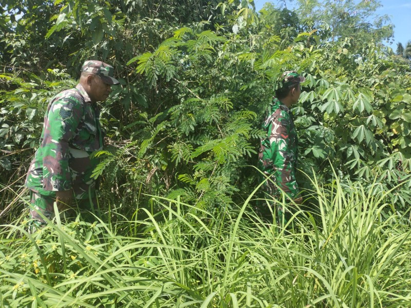 Babinsa Serma Agusliadi, Sertu AT. Silaban, Kopda Yusup Berpatroli Karhutla di  Desa Petani, Batsol, Bengkalis