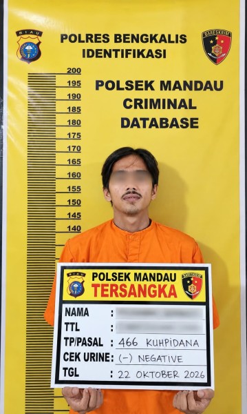 Chat Istri Orang, Pukuli Suaminya, MW Warga Talang Mandi Masuk Sel Polsek Mandau