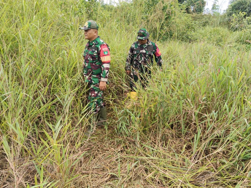 Babinsa Peltu Sigit Nugroho, Koptu P.Samosir Patroli Karhutla di Desa Petani, Kecamatan Batsol, Bengkalis
