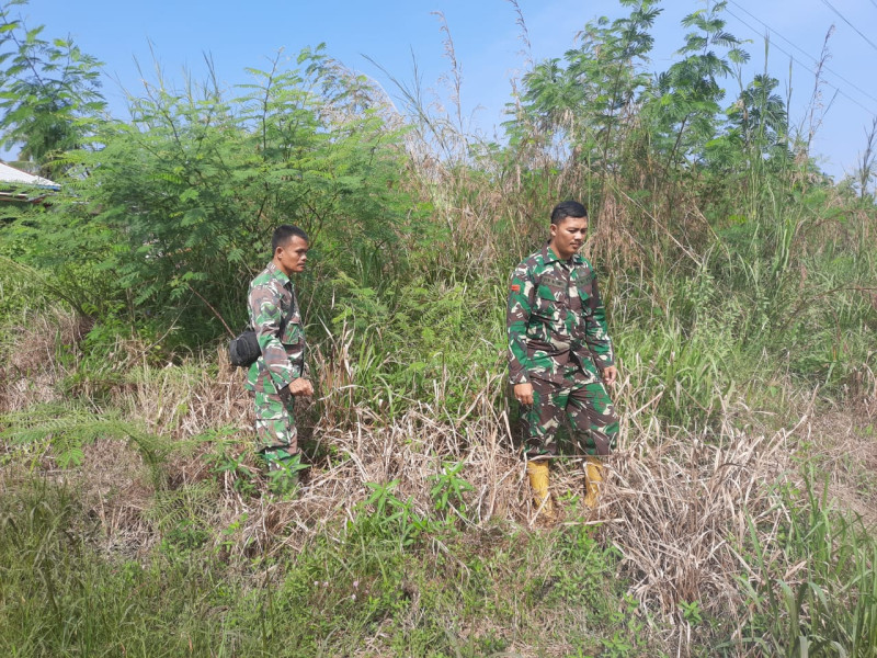 Untuk Mencegah Karhutla, Babinsa Mandau Sertu SDG. Barus dan Pratu Alif Alfindo di Desa Petani