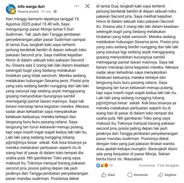 Shock Lihat Adegan LGBTdi Pasar Mandau, Warga Duri Curhat di Medsos