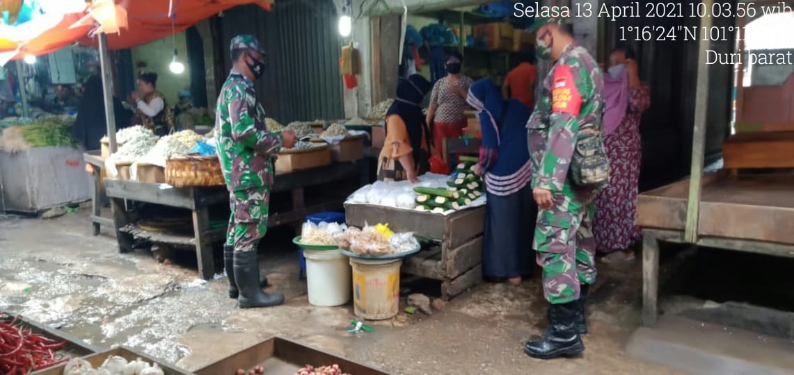 Serma Sutrisno Cek Pasar Tradisional Dewi Sartika Mandau