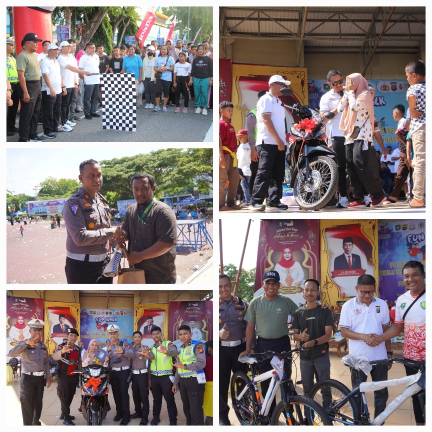 Peringatan Hari Bhayangkara ke-77 Polres Bengkalis Dirayakan dengan Fun Walk yang Meriah
