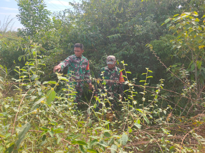 Cegah Karhutla, Babinsa Mandau Sertu Rosdianto, Serda Rico Rahman, Kopda Bambang di Mandau