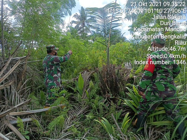 Serka TR. Lase dan Serda P. Sinaga Patroli Karhutla di 1 Kelurahan dan 1 Desa