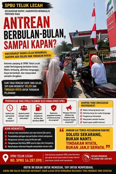 Sorotian Antrean Panjang BBM di Rupat, Ketua Pemuda Desa Teluk Lecah Soroti SPBU di Rupat