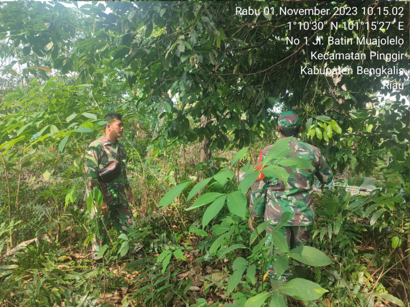 Terus Laksanakan Patroli, Babinsa Koramil 03/Mandau Serda Paino di Wilayah Kecamatan Pinggir