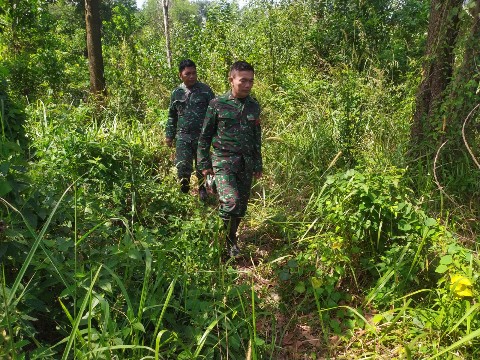 Babinsa Koramil 03/Mandau Serda Ramadhani dan Koptu Ml. Silaban Gencar Laksanakan Patroli Karhutla di Mandau