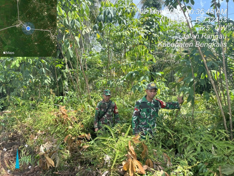 Babinsa Pratu M. Hanafi, Pratu Kifron Berpatroli Karhutla di Mandau, Bengkalis