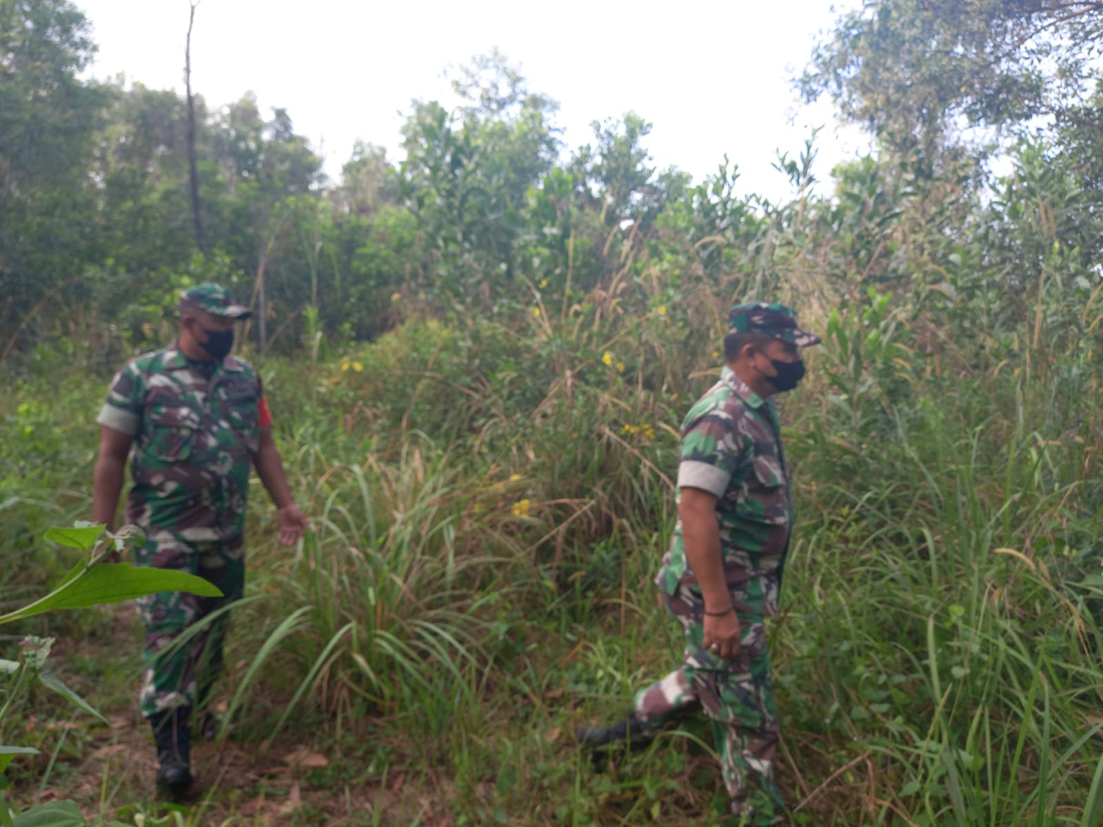 Serka Fauzi dan Serda Paino Patroli Karhutla di 2 Desa di Kecamatan Bathin Solapan