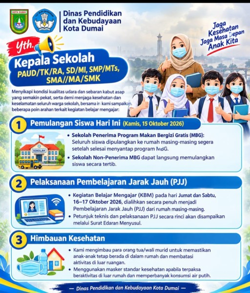 Kabut Asap Pekat, Disdikbud Dumai Pulangkan Siswa Lebih Cepat Hari Ini
