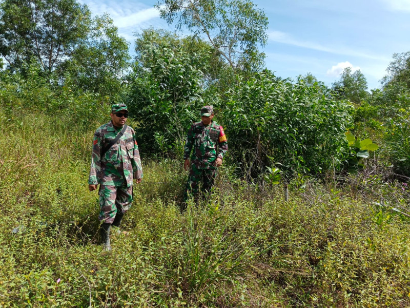 Babinsa Sertu Awaluddin, Koptu M. Khan Berpatroli Karhutla di Mandau