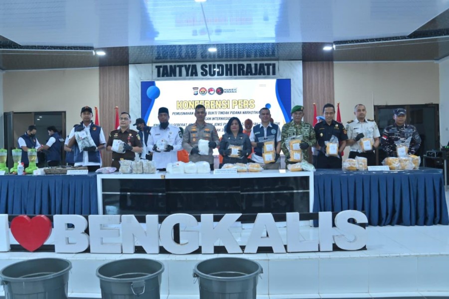 Selamatkan 287 Ribu Jiwa, Polres Bengkalis Gabungan Laksanakan Pemusnahan Narkotika