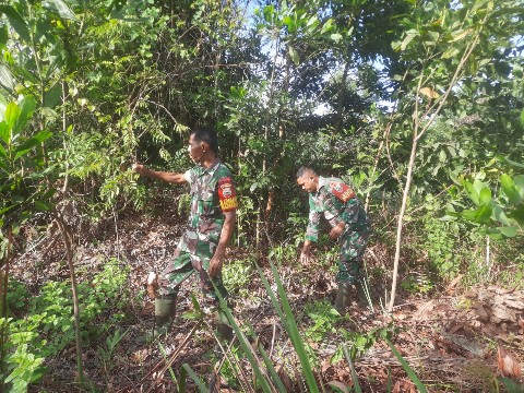 Babinsa Koramil 03/Mandau Sertu Roby dan Serda Ahmad Junaidi, terus Laksanakan Patroli Karhuta di Wilayah Desa Petani