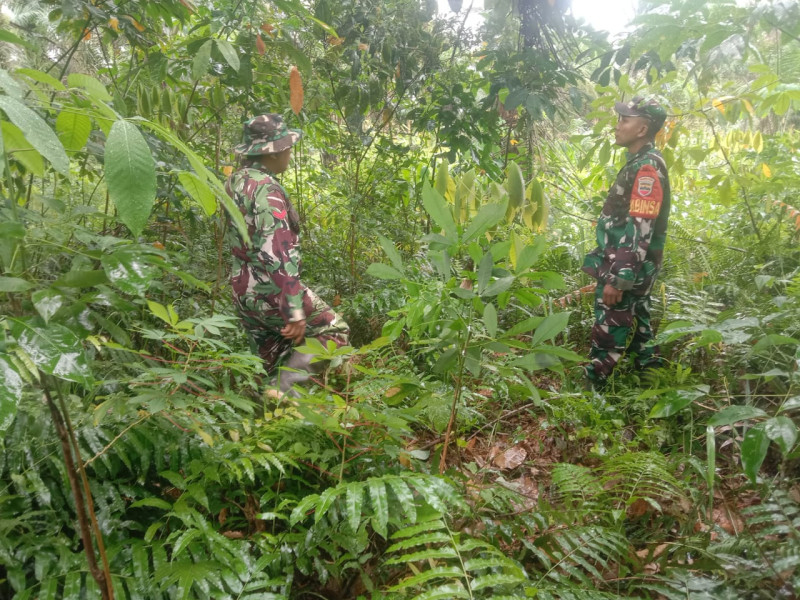 Terus Laksanakan Patroli, Babinsa Koramil 03/Mandau Koptu Ml. Silaban dan Kopda Yusuf di RT 1 RW 1 Desa Petani