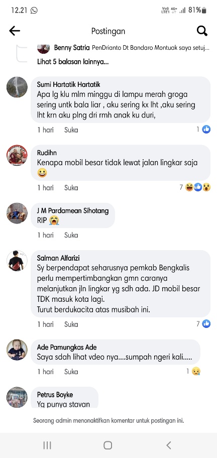 Terkait Lakalantas, Netizen Meminta Pemkab Bengkalis Lanjutkan Jalan Lingkar
