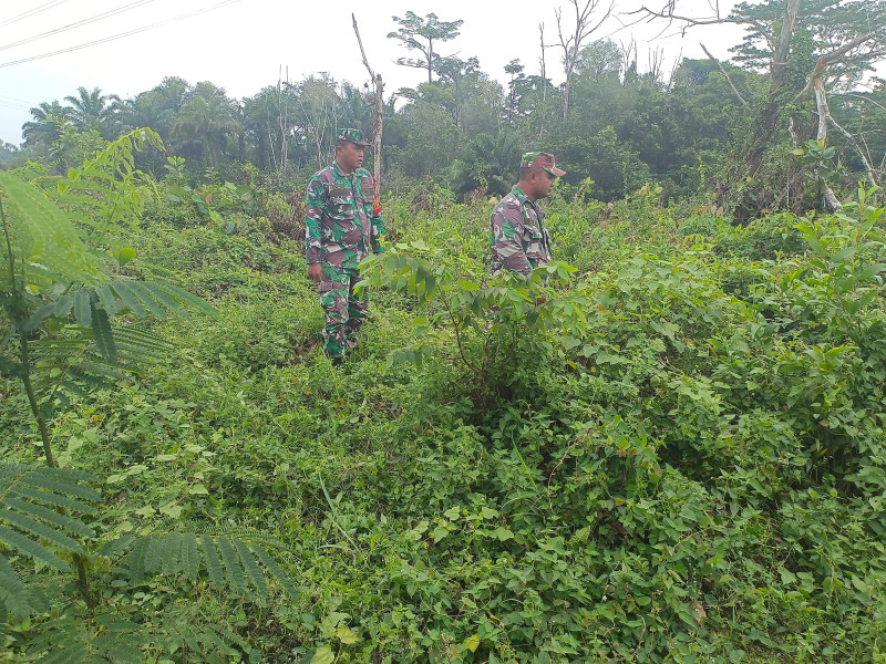 Terus Laksanakan Patroli, Babinsa Koramil 03/Mandau Sertu Roy Pardomuan dan Serda Ahmad Junaidi di Desa Pinggir