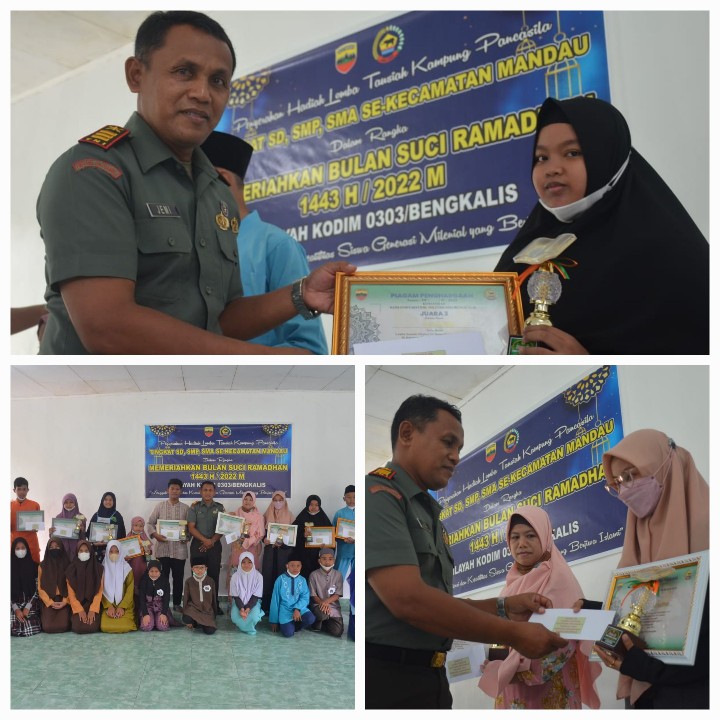 Danramil 03/Mandau Hadiri Pembagian Hadiah Pada Perlombaan Tausiah di Kampung Pancasila