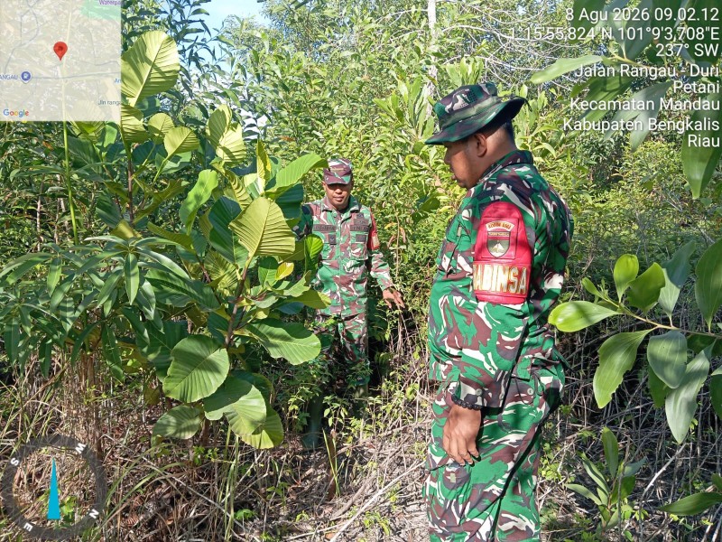 Babinsa Pelda Agus wp, Serda Riza R Patroli Karhutla di Jalan Sakura, Batang Serosa