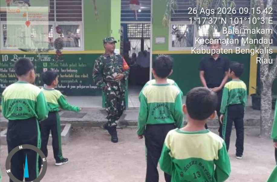 Babinsa Serka Ristiyo, Berikan Pemahaman Pancasila Kepada Siswa SDN 13 Batsol