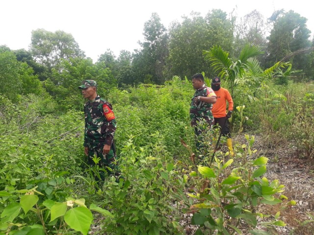 Pencegahan Karhutla Terus dilakukan Oleh Babinsa 03/Mandau Serma Agusliadi di Air Jamban