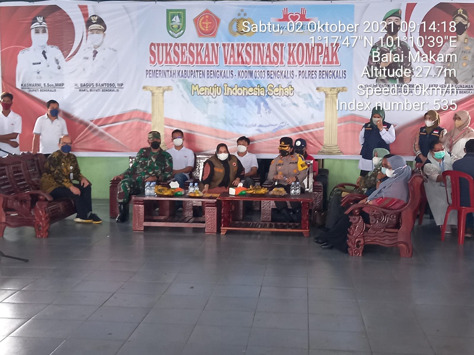 Dandim 0303/Bengkalis Monitoring Serbuan Vaksin di Lapangan Syarif Kasim Duri