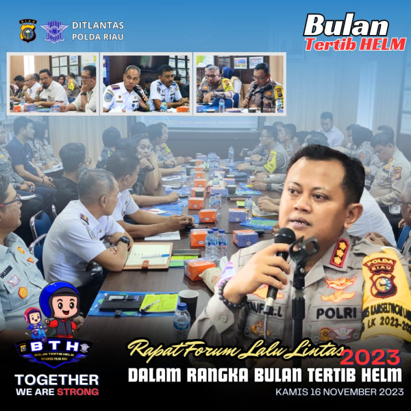 Ditlantas Polda Riau Pimpin Rapat Forum Lalu Lintad Untuk Sukseskan Program Bulan Tertib Helm