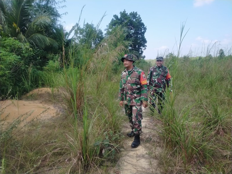 Babinsa Serka Agung Saputro, Serda Ml. Silaban, Koptu muksin Berpatroli Karhutla di Desa Petani, Kecamatan Batsol