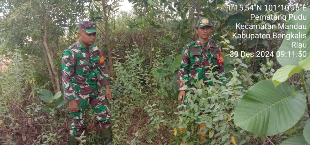 Babinsa Serka Ristiyo, Sertu Handoko dan Serda Zulkarnain Karhutla di Pematang Pudu