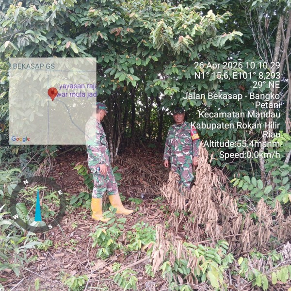 Babinsa Sertu Rosdianto, Sertu Fikri  Patroli Karhutla di Pematang Pudu, Mandau