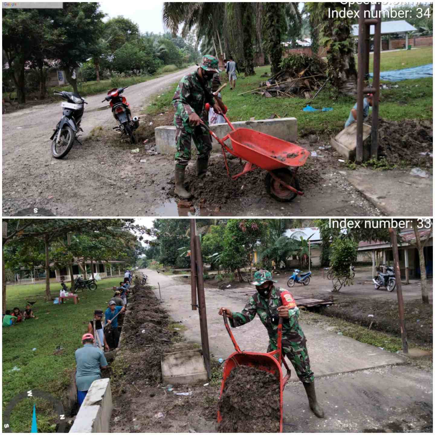 Serma Sutrisno, Babinsa Koramil 04/Mandau Goro Bersama Pembersihan Aliran Air Samping Mesjid