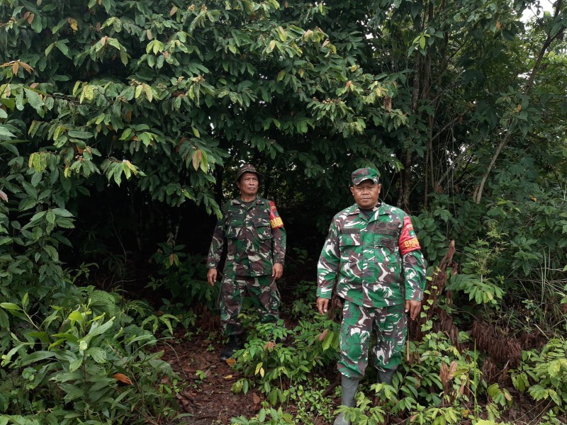 Babinsa Serma N Saragih, Sertu Rosdianto Patroli Karhutla di Kelurahan Pematang Pudu, Mandau