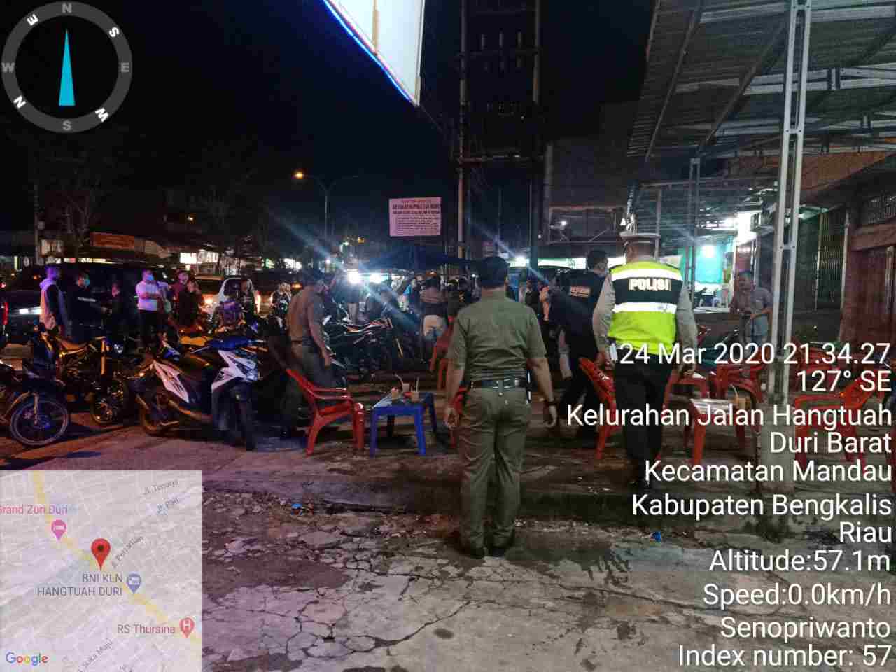 Antisipasi penyebaran Corona, Forkopimcam Mandau Lakukan Patroli