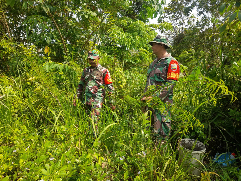 Cegah Karhutla, Babinsa Serka Ristiyo Sertu SDG Barus dan Sertu Agung S. di Rangau, Desa Petani