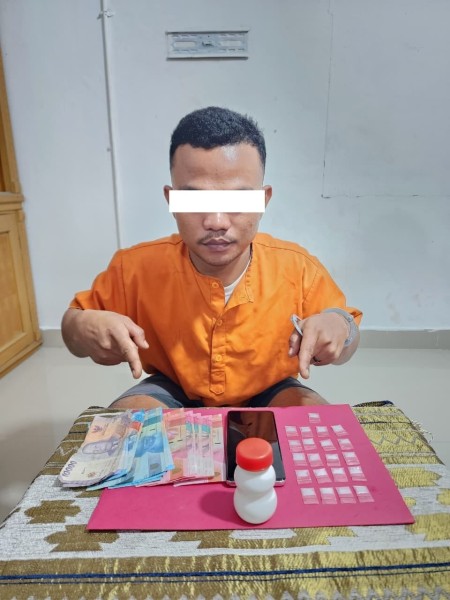 Polsek Mandau Ungkap 21 Paket dan 1 Pria Terduga Pengedar Sabu