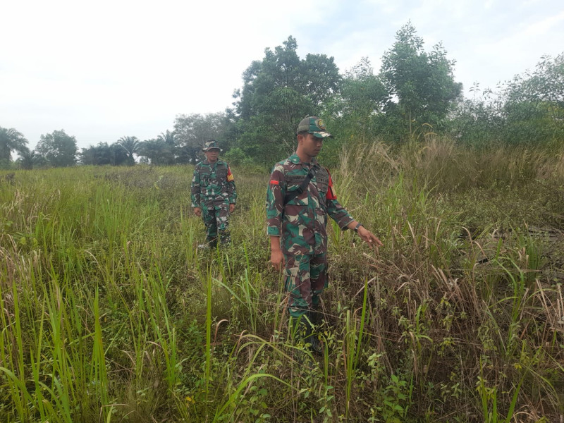 Babinsa Serka SDG Barus, Serka Alinaspi, Pratu D.N. Simanungkalit, Berpatroli Karhutla di Air Jamban