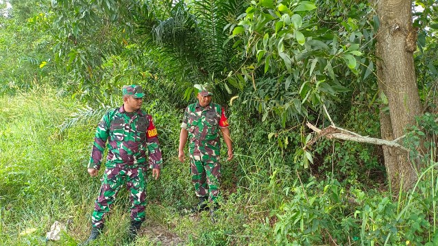 Gencar Laksanakan Patroli, Babinsa Koramil 03/Mandau Sertu Roy P dan Serda Paino di Desa Buluh Apo