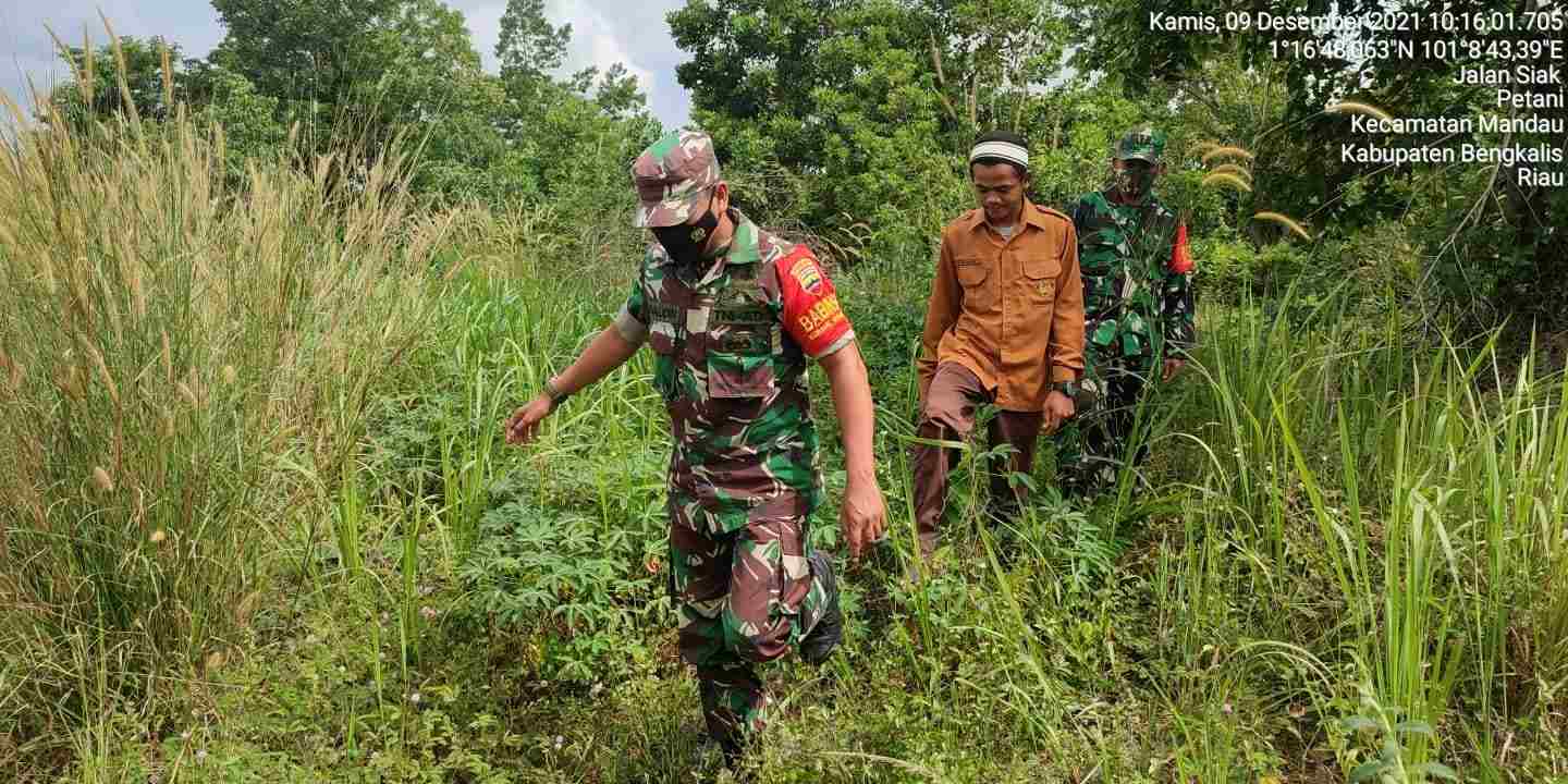 Sertu Alinaspi dan Serda Awaluddin Patroli Karhutla di 2 Desa Kecamatan Bathin Solapan