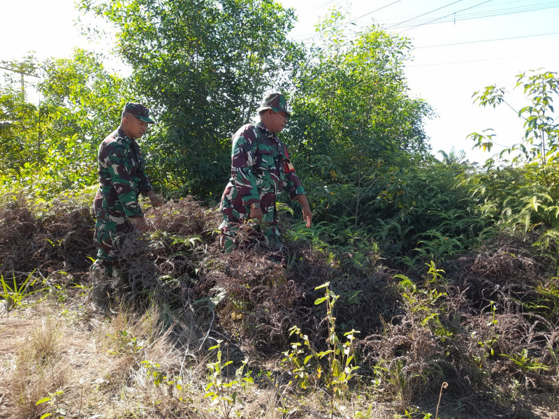 Babinsa Serma Agusliadi, Serka SDG Barus, Serda Zulkarnain Berpatroli Karhutla di Mandau