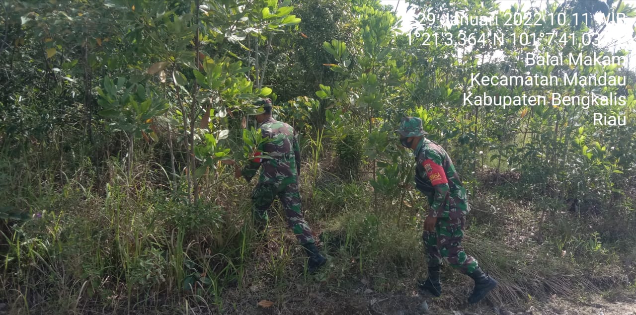 Serma Sutrisno dan Sertu S. Handoko Patroli Karhutla di 2 Desa Kecamatan Batsol