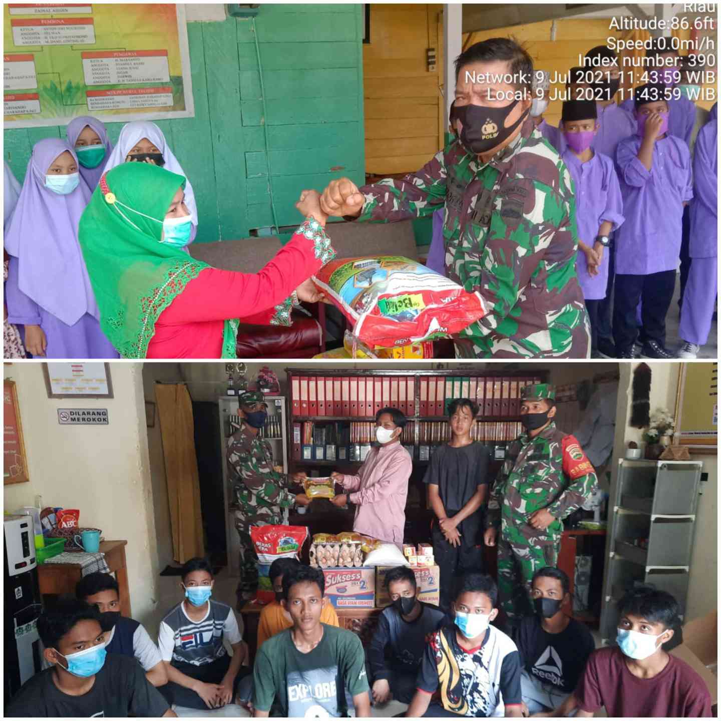 Jumat Barokah, Danramil 04/Mandau Berbagi Bahan Sembako Kepada Panti Asuhan