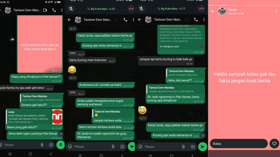 Dipicu Berita Lakalantas, Oknum DPRD Bengkalis Sebut 
