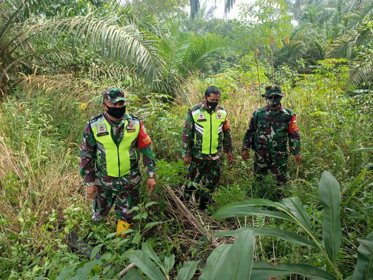 3 Babinsa Tetap BerPatroli Karhutla di Desa Petani Saat Lebaran