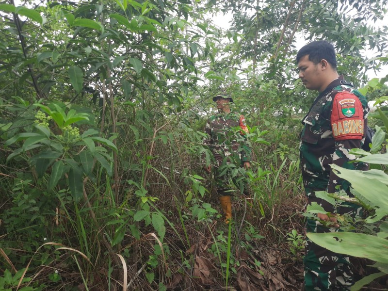 Babinsa Sertu Handoko, Kopda Alif Alfindo Patroli Karhutla di Desa Petani, Batsol, Bengkalis