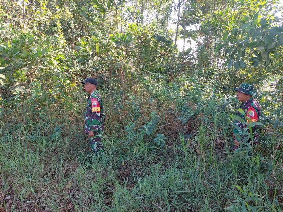 Babinsa Koramil 03/Mandau Serda Simanjuntak dan Koptu M. Silaban, terus Laksanakan Patroli Karhuta di Wilayah Perbatasan