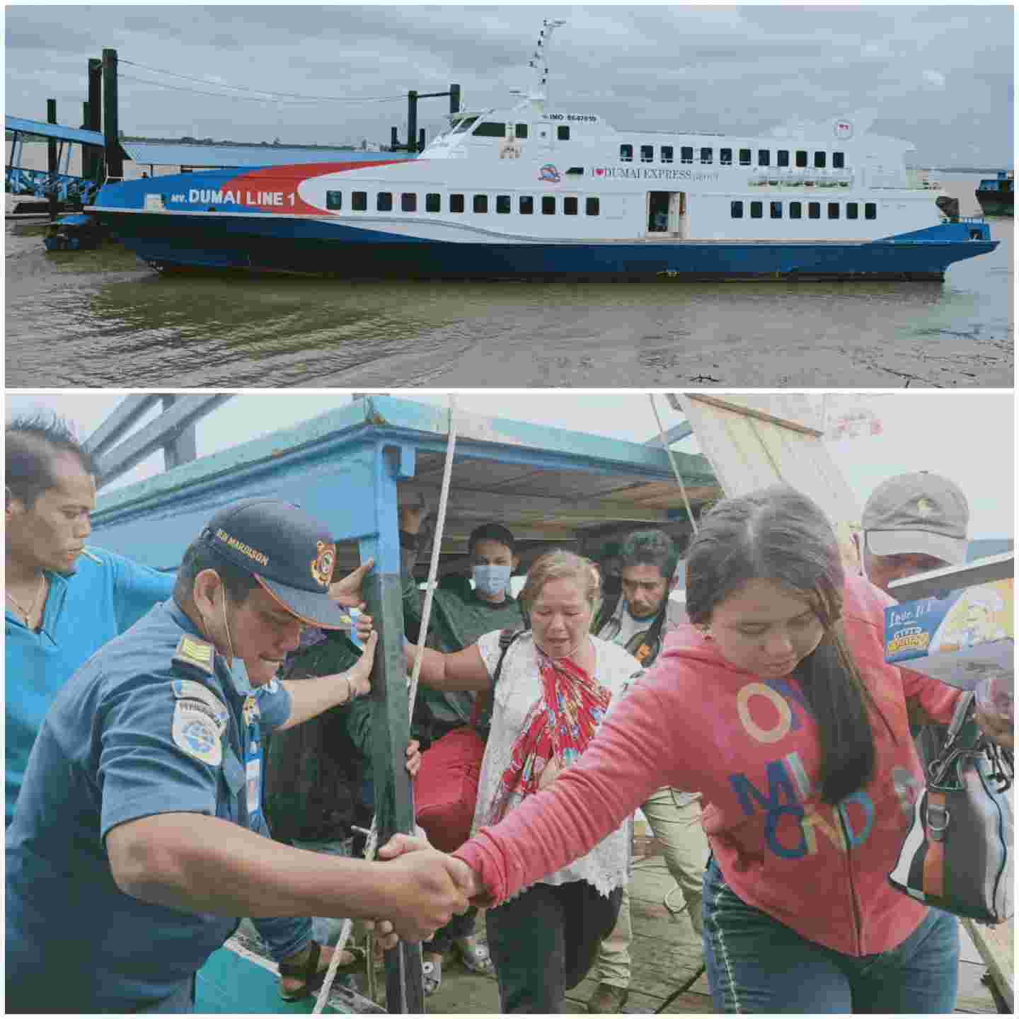 Kapal Ferry Tujuan Bengkalis - Dumai Kandas di Pelabuhan Tanjung Harapan