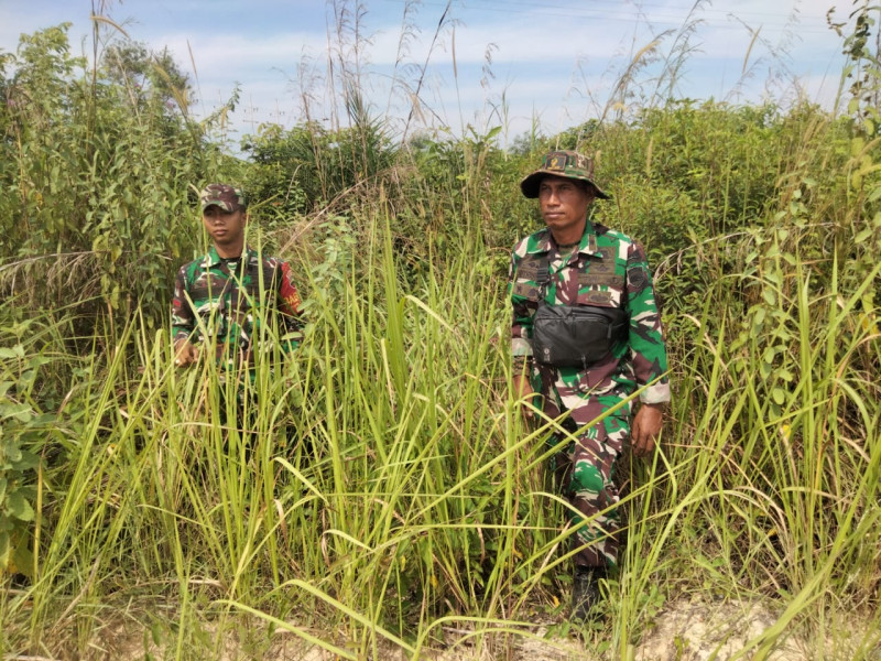 Cegah Karhutla, Babinsa Mandau Pelda Sutrisno, Sertu Handoko, Pratu D. Simanungkalit Laksaksanakan Patroli di Jalan Rangau